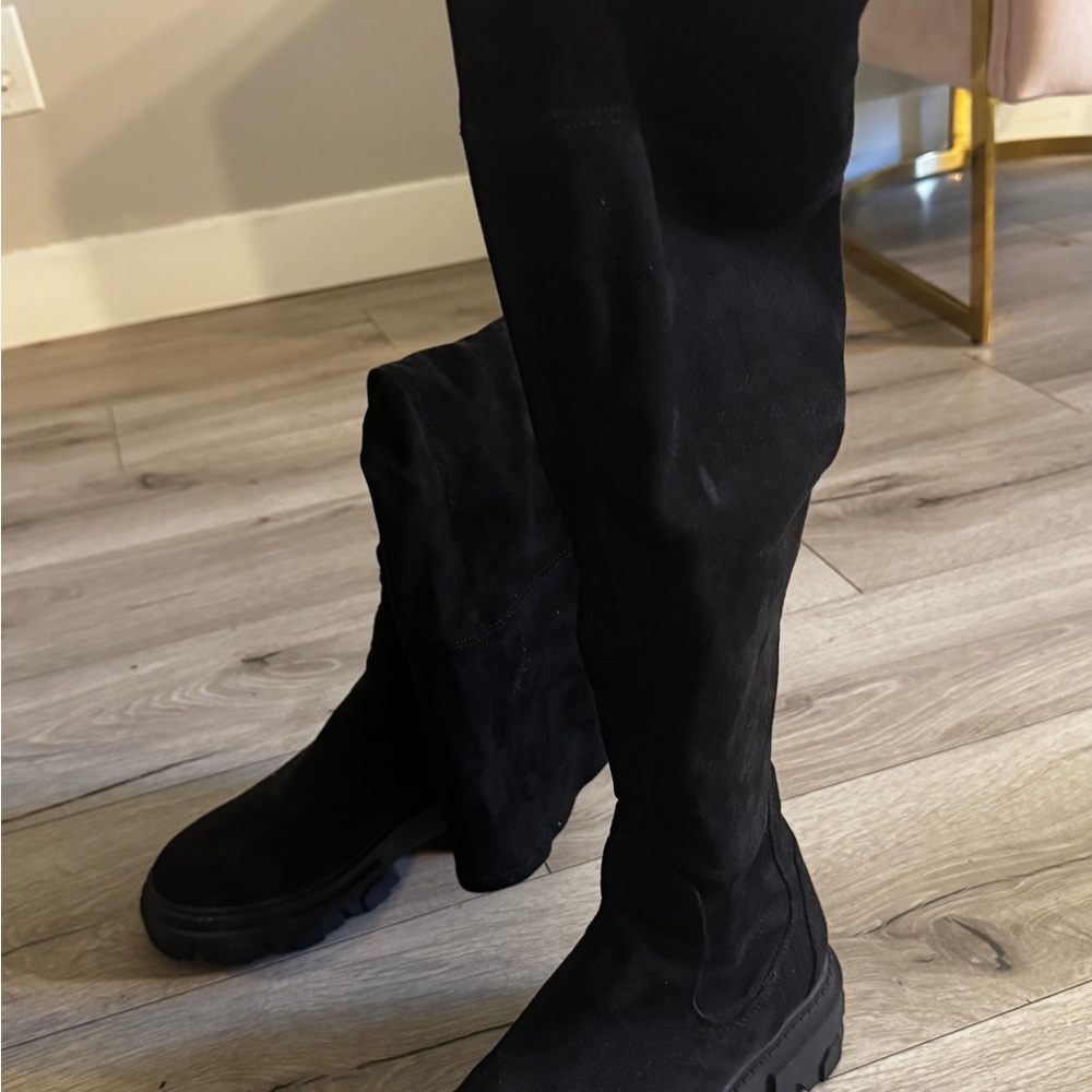 Calvin Klein Black Over the Knee Boots with Streamlined Silhouette
